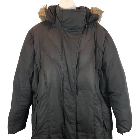 Marc New York Women's Plus 2XL Brown Long Down Feather Faux Fur Puffer Jacket - Picture 1 of 10
